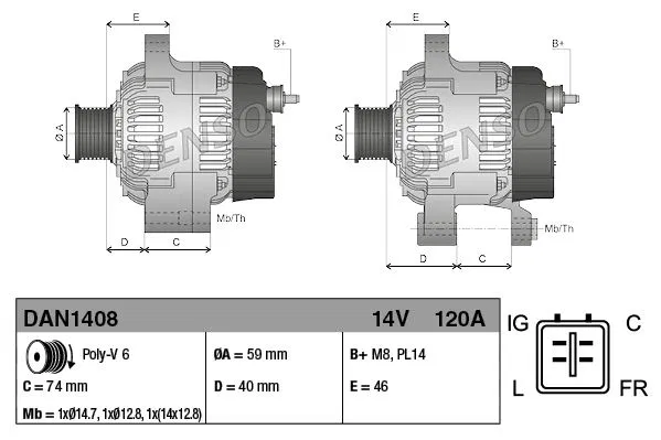 2R8310300AA Alternatör Jaguar S-Type II | DAN1408 DENSO