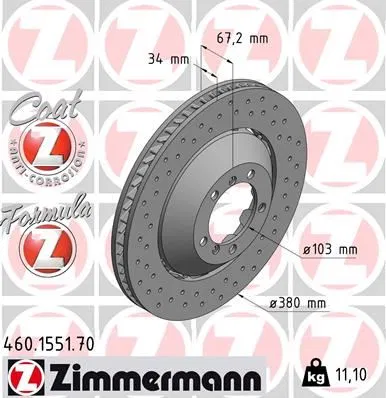 99735141091 Fren Disk Porsche 911 | 460.1551.70 ZIMMERMANN