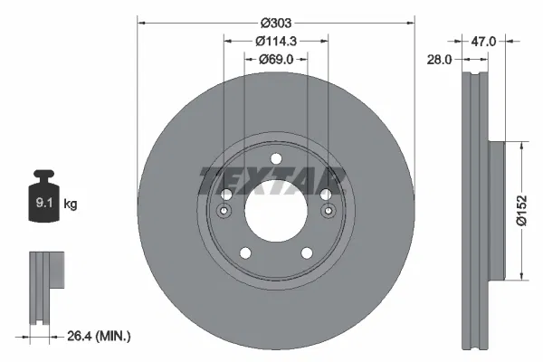 517123F000 Fren Diski Hyundai Grandeur | 92273303 TEXTAR