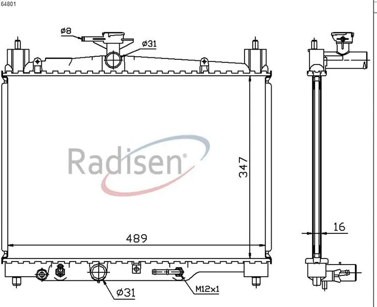 1640023090 Radyatör Yaris (99-) 1.0i 16V-1.3i 16V At Kapaklı | RR 64801 RADISEN