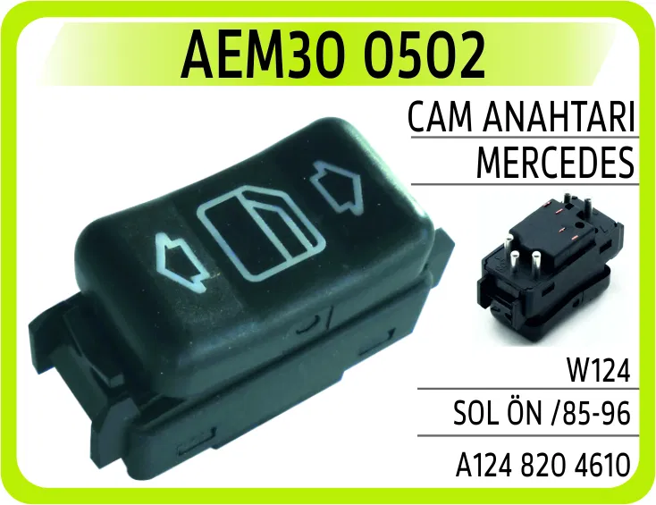 A1248204610 Cam Anahtarı Mercedes W124 Sol Ön /85-96 | 0502 AEM