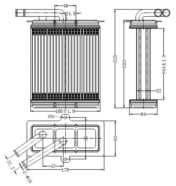 389990475100 Kalorifer Radyatörü Brazing Isuzu Npr (164X160X32) | KIS007032 ORIS