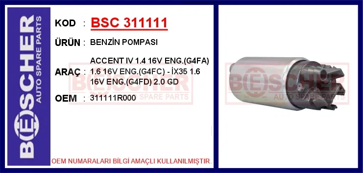 311111R000 Accent IV 1.4 16V ENG.(G4FA) 1.6 16V ENG.(G4FC) | BESCHER