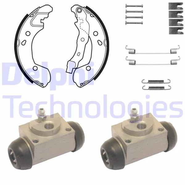 7701208358 Fren Pabuç Takımı Arka Nissan Micra III 1.0 16V / 1.2 16V / 1.4 16V / 1.5 DCI 03-10, Note 1.4 / 1.6 / 1.5 DCI 06-12, Renault Clio III 1.2 16V / 1.4 1 | KP1086 DELPHI