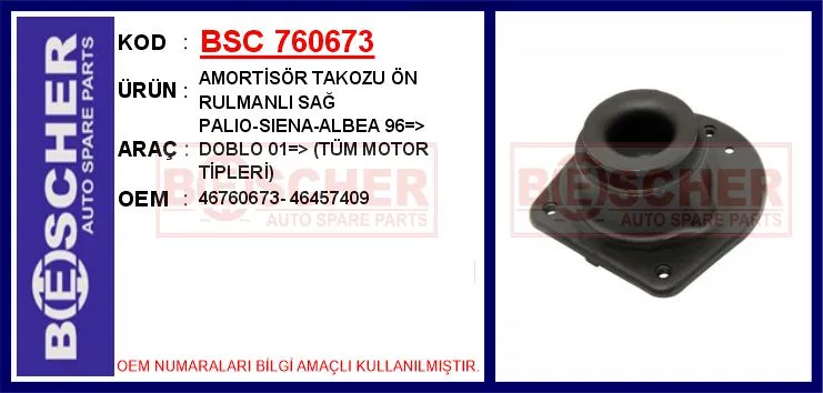46760673 Amortisör Takozu Ön Rulmanlı Sağ PALIO-SIENA-ALBEA | BESCHER