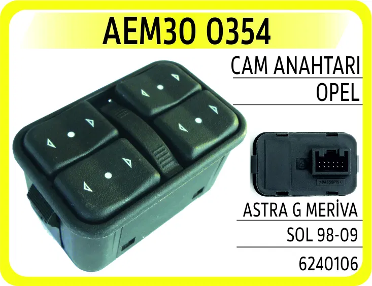 6240106 Cam Anahtarı Opel Astra G Meriva Sol 98-09 | 0354 AEM