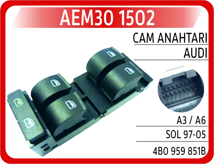 4B0959851B Cam Anahtarı Audi A3 / A6 Sol 97-05 | 1502 AEM