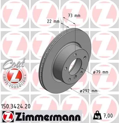 34116854997 Fren Diski Ön BMW E81 E82 E87 E88 E90 | 150.3424.20 ZIMMERMANN