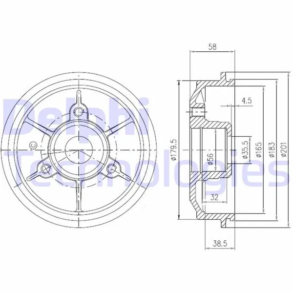 95619206 Fren Kampanası Ve Rulman Arka Citroen AX. Saxo / P | BFR267 DELPHI