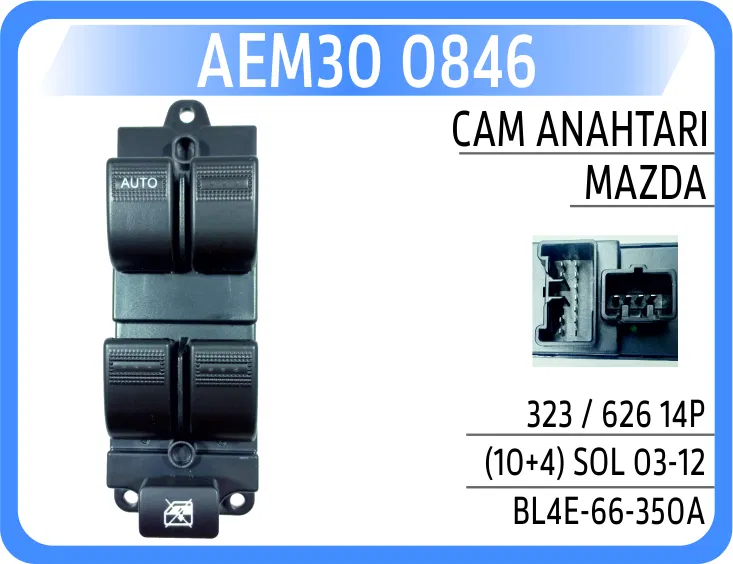 BL4E66350A Cam Anahtarı Mazda 323 / 626 14P (10+4) Sol 03-12 | 0846 AEM