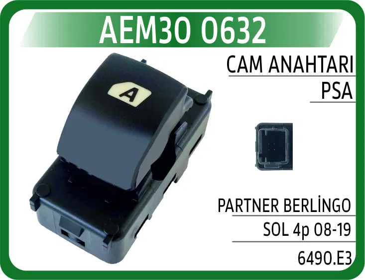 6554.QL Cam Açma Anahtarı (Tekli) Peugeot P207-Partner | 0632 AEM