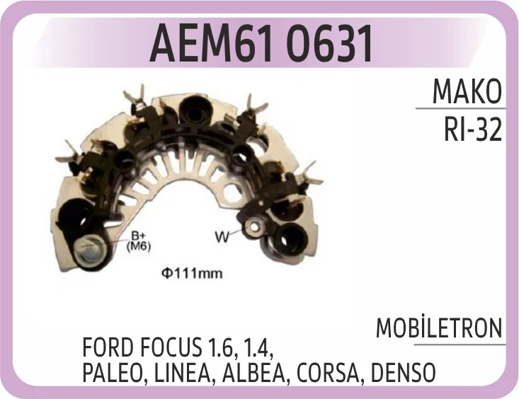 RI32H Diot Tablası IXR631 Ford Focus 1.6. 1.4. PALEO. Li | 0631 AEM