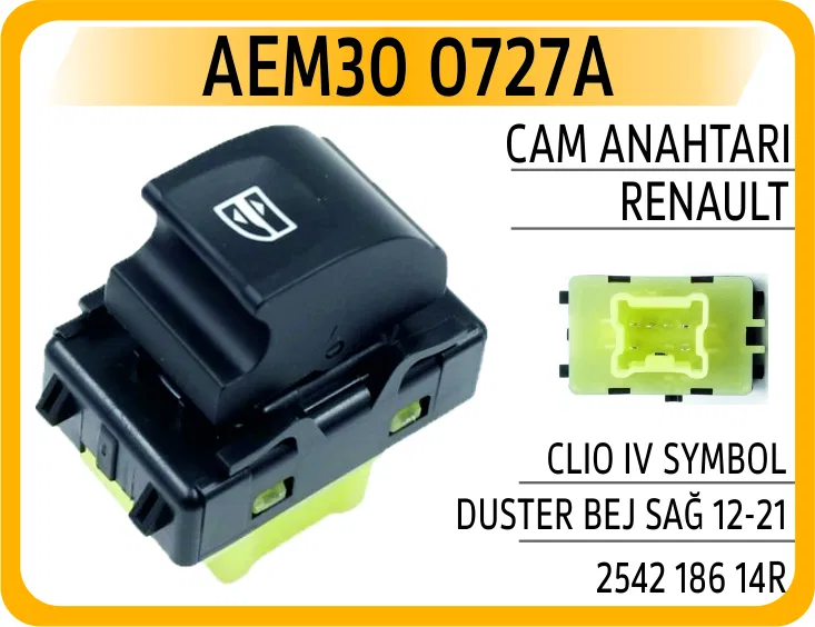 254218614R Cam Anahtarı Clio IV Symbol Duster Bej Sağ 5P | 0727A AEM