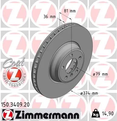 34116753091 Fren Disk BMW 7 | 150.3409.20 ZIMMERMANN