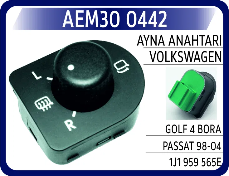 1J1959565E Ayna Anahtarı VW Golf 4 Bora Passat 98-04 Katlanır | 0442 AEM