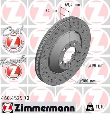 99135140681 Fren Disk Porsche 911 | 460.4525.70 ZIMMERMANN