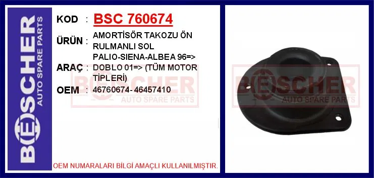 46760674 Amortisör Takozu Ön Rulmanlı Sol PALIO-SIENA-ALBEA | BESCHER