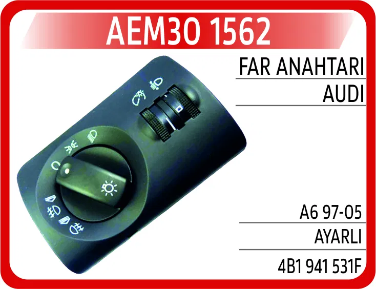 4B1941531F Far Anahtarı Audi A6 97-05 Ayarlı | 1562 AEM