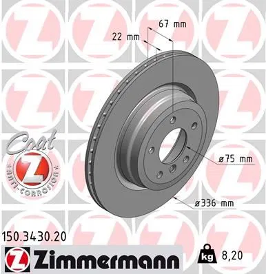 34216855004 Fren Diski Arka BMW E90 E91 E92 E93 E84 | 150.3430.20 ZIMMERMANN