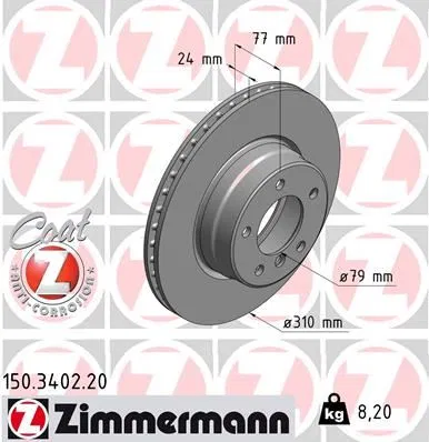 34116864059 Fren Diski Ön BMW E60 E61 E63 E64 | 150.3402.20 ZIMMERMANN