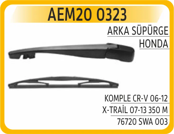 76720SWA003 Arka Süpürge Komple CR-V 06-12/X-TRAİL 07-13 350 M | 0323 AEM