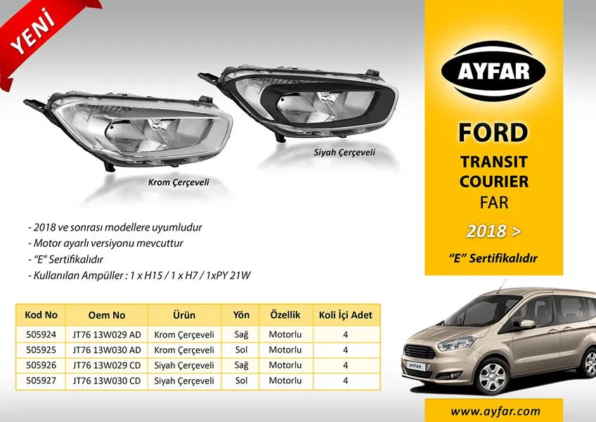 JT7613W029AD Far Sağ Krom Çerçeveli Ford Transit Courier 18- | 505924 AYFAR