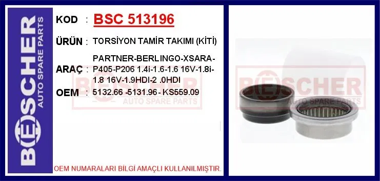 5132.66 Torsiyon Tamir TAKIMI(KİTİ)PARTNER-BERLINGO-XSARA | 513196 BESCHER