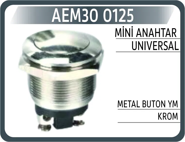0125 Mini Anahtar Universal Metal Buton Ym Krom | AEM