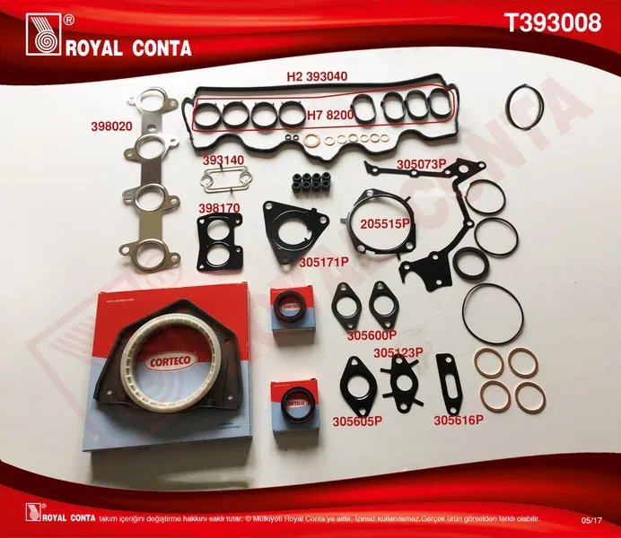 71715698 Motor Takım Conta Keçeli+S Lastikli Doblo-Punto | T393008 ROYAL