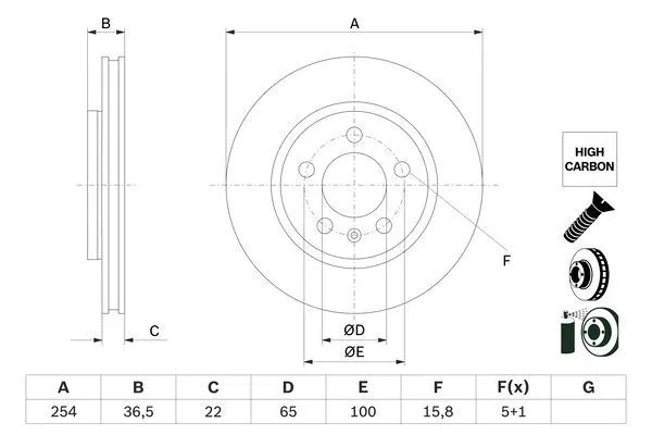 6R0615601A Fren Diski VW Polo V | 0986479E01 BOSCH