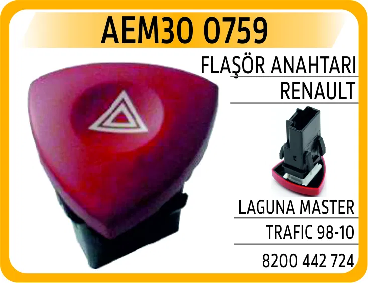 8200442724 Flaşör Anahtarı Renault Laguna Master Trafic 98-10 | 0759 AEM