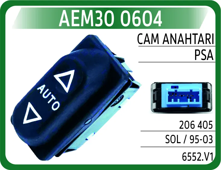 6552V1 Cam Anahtarı PSA 206 405 Sol / 95-03 | 0604 AEM