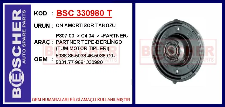 5038.85 Ön Amortisör Takozu P307 00- C4 04- -PARTN | 330980 T BESCHER