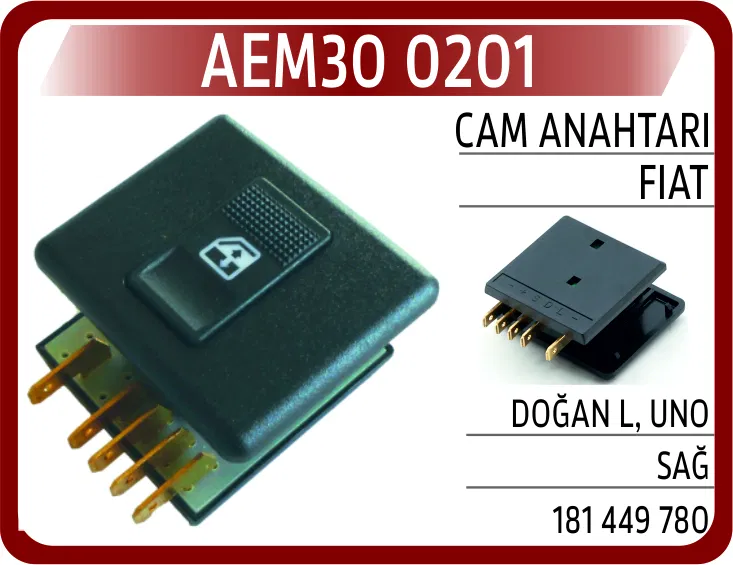 181449780 Cam Anahtarı Fiat Doğan L-Uno Sağ 89-93 | AEM30-0201 AEM