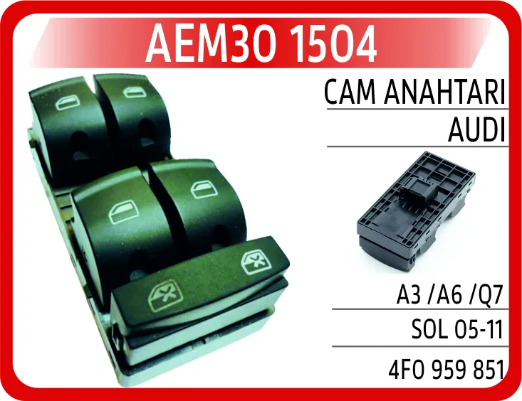 4F0959851 Cam Anahtarı Audi A3 /A6 /Q7 Sol 05-11 | 1504 AEM