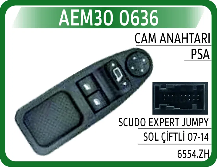 6554ZH Cam Anahtarı PSA Scudo Expert Jumpy Sol Çiftli 07- | 0636 AEM