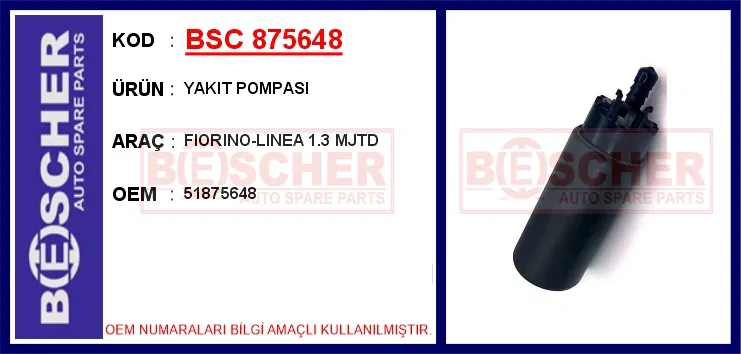 51875648 Yakıt Pompası Fiorino-Linea 1.3 Mjtd | 875648 BESCHER