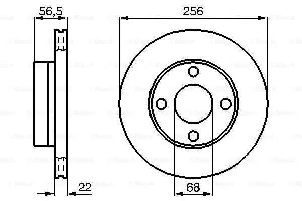0986478550 Fren DİSKİ. ÖN. [256.0 /22.0-20.0 Mm] | BOSCH
