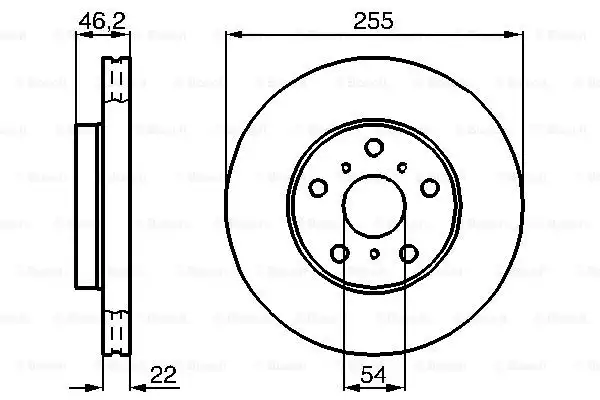 0986478725 Fren DİSKİ. ÖN. [255.0 /22.0-20.0 Mm] | BOSCH