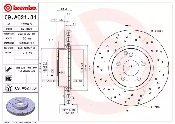 Fren Diski Ön 322MM | 09.A621.31 BREMBO