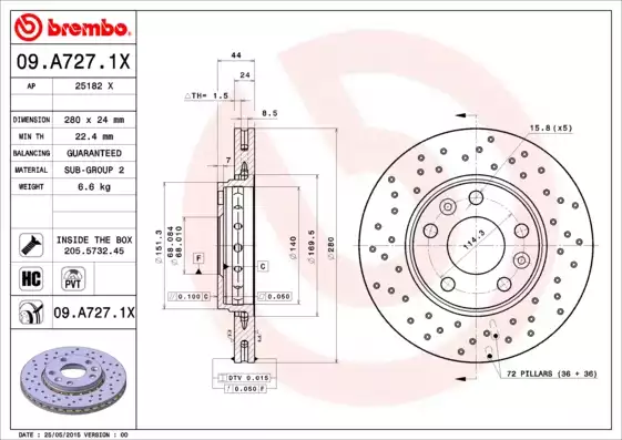 Fren Diski Ön 280MM | 09.A727.1X BREMBO