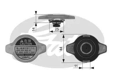 Radyator Kapagı (Peugeot 107 1.0 /TOYOTA Yaris 03-/ Hilux V-VI-VII Land Cruiser 95-/ /MITSUBISHI ) | RC134 GATES
