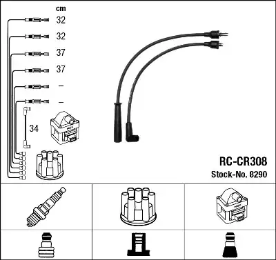 Atesleme Kablosu RC-CR308 Chrysler | 8290 NGK