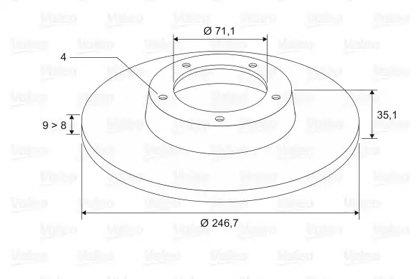 Fren Diski Arka Duz 247 Mm ( Peugeot 307 All Model / Citroen C2 / C3 1.6 16V ) | 186694 VALEO