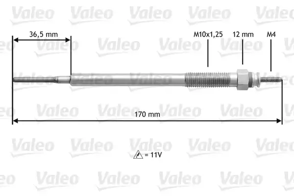 Kizdirma Bujısı 11V Toyota Hilux Vigo 2.5-3.0 D-4D 05-15 Avensis 2.0 D4D 00-/ RAV4 2.0D 01-/ Landcruıser 3.0 D-4D 00-/ Hiace 2.5 D4D | 345154 VALEO