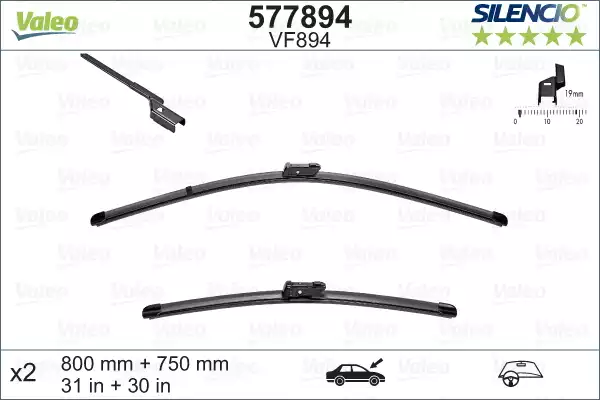 Silencio VF894 (X2) (800+750MM) (Ön) Citroën C4 Grand Picasso II ; Citroën C4 Picasso II ; Citroën C4 Spacetourer (3D_) ; Citroën Grand C4 Spac | 577894 VALEO