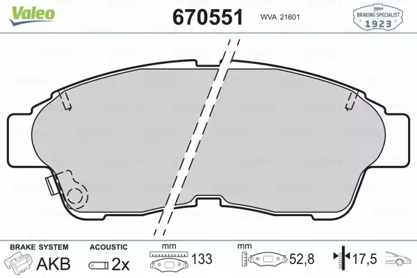 Balata Fren ON-(TOYOTA Corolla 95/02 INJ. AE101 AE111 /CORONA 92/97/RAV4 96/00 ) | 670551 VALEO
