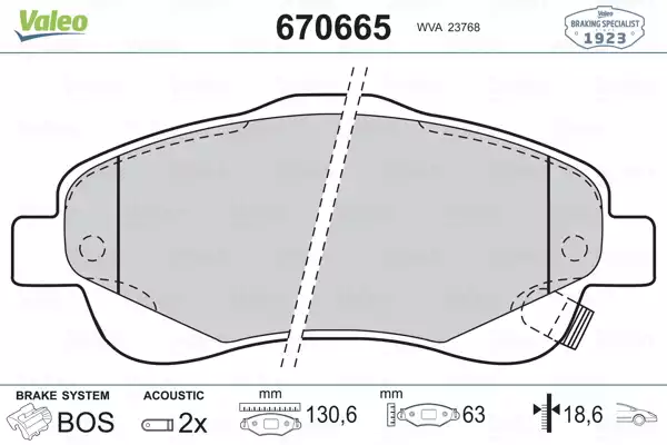 Balata Fren ON-(TOYOTA Avensis 03/08/ COROLLA-VERSO 04/07 ) | 670665 VALEO